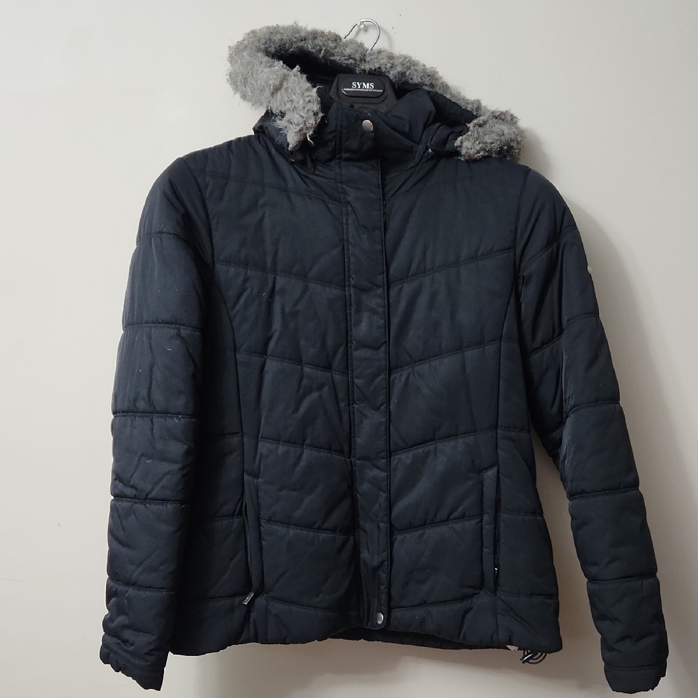 Columbia Women's Black Puffer Jacket with Faux Fur Trim
